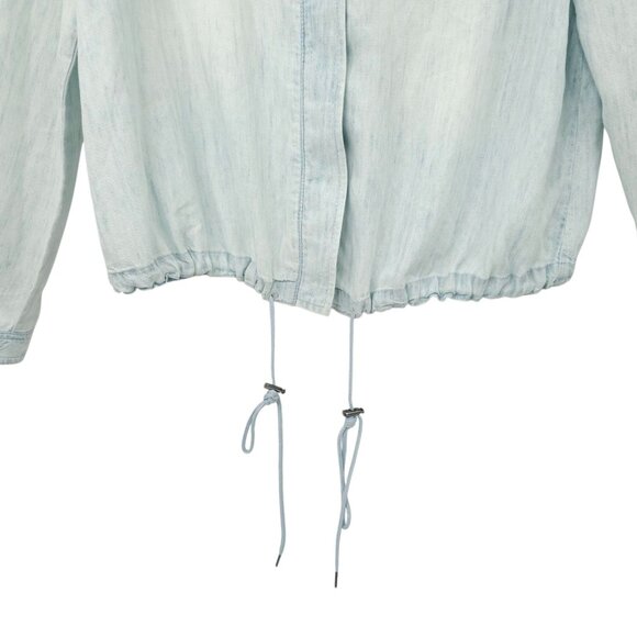 Chicos Button Front Jacket Womens Size 1 US M/8 Drawstring Washed Blue - Picture 9 of 16